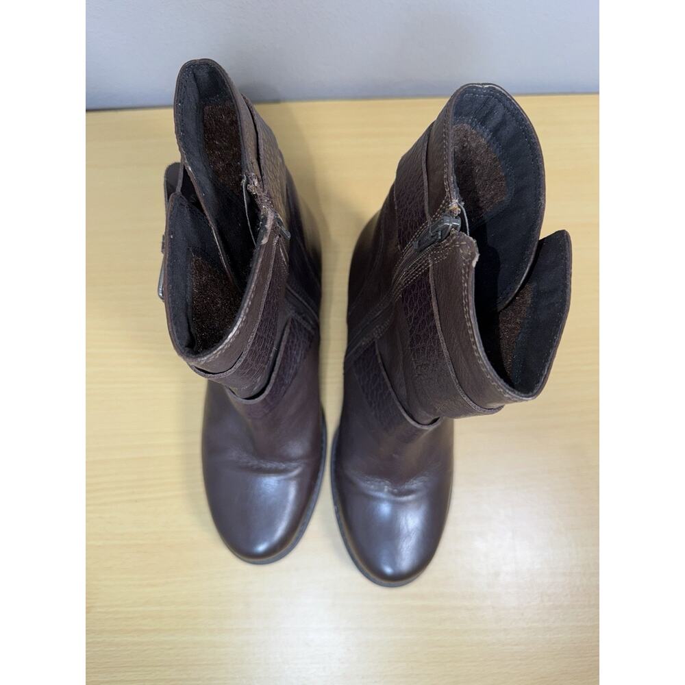 Clarks Fernwood Lake Boots Women’s Sz 8 M Brown Leather Moto Buckle Chunky Heel - Picture 11 of 13